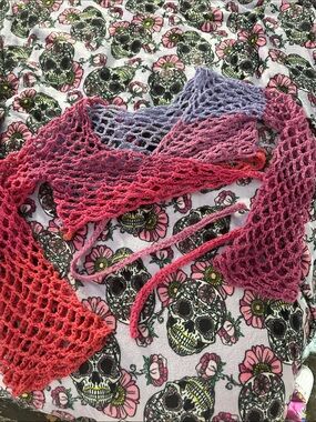 Open-Knit Gradient Shrug Cardigan - Pink to Purple